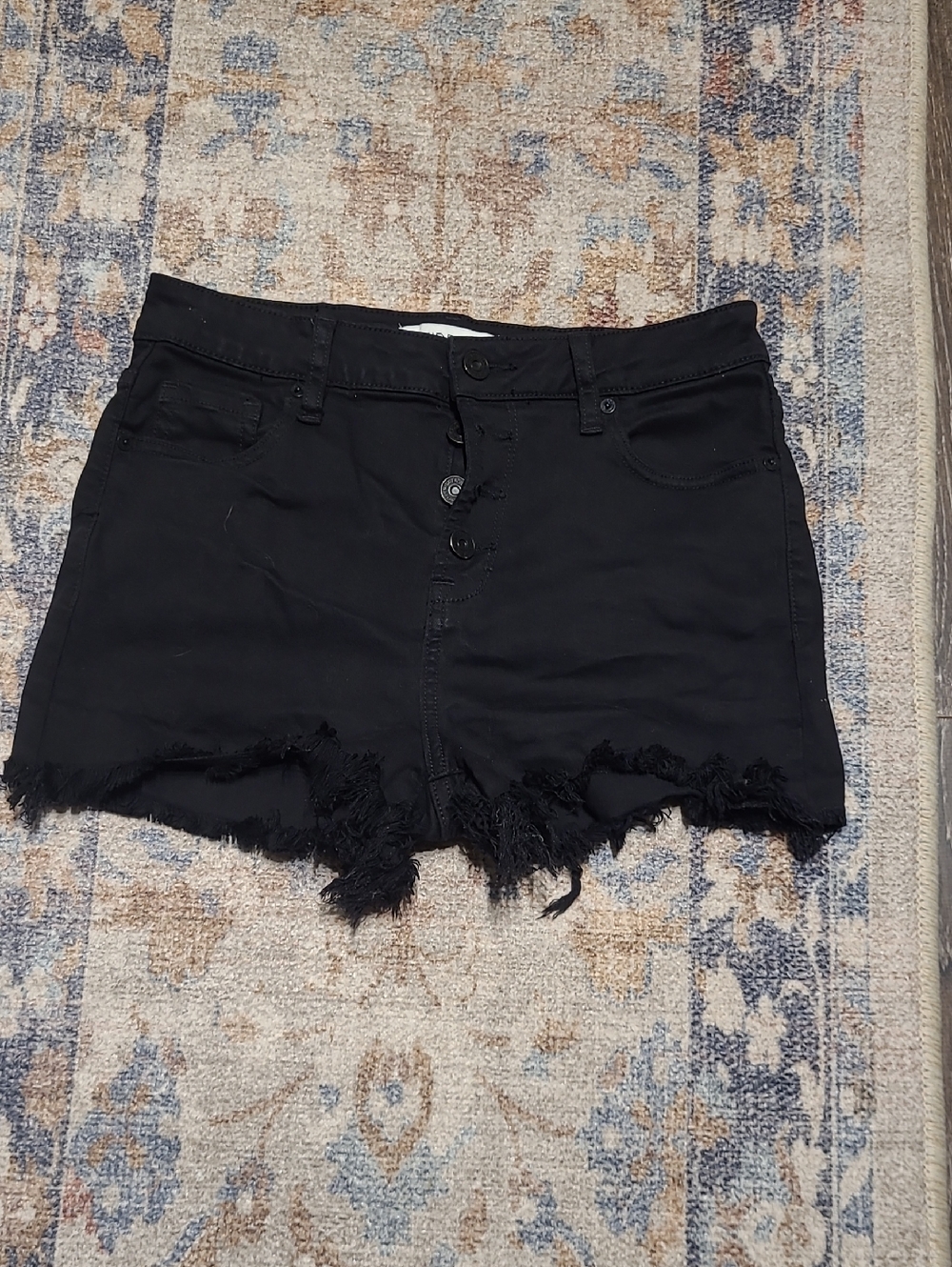 Hidden Finn Black Super Soft Destroyed High Rise Frayed Jean Shorts